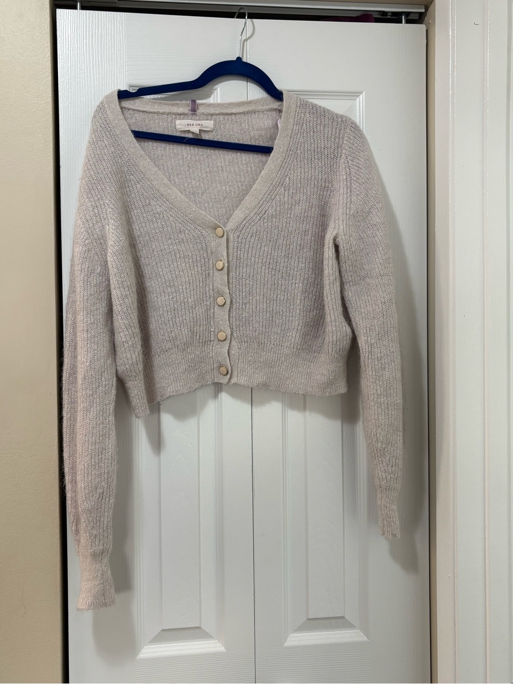 4/$20 Cream V-Neck Button Cardigan Sweater